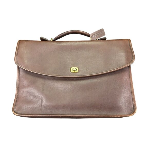 Vintage COACH Briefcase 5265 Brown Leather Messenger Bag BUNDLE - Picture 1 of 16
